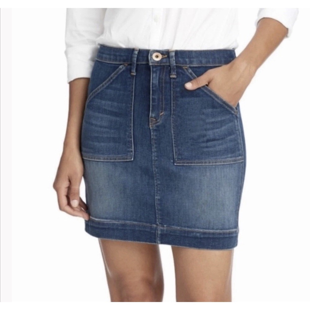 Vineyard Vines Utility Pocket Denim Jean Mini Skirt Dark Wash Preppy Size 25 - Picture 2 of 9